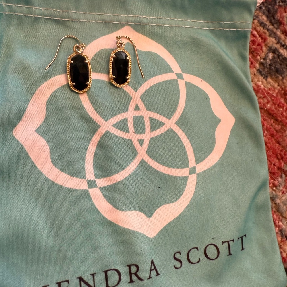 Kendra Scott Onyx and Gold Drop Earrings